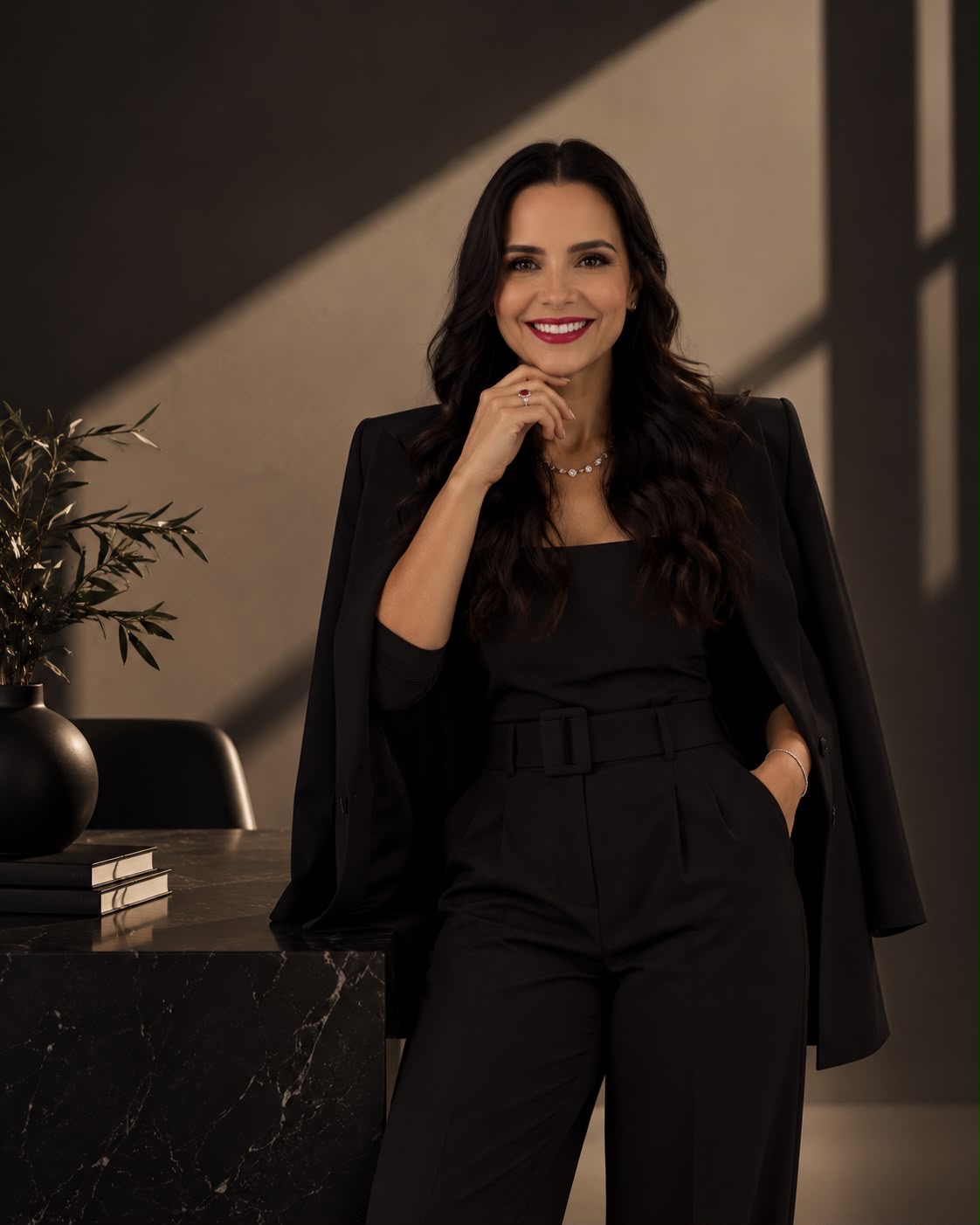 Kelly Nogueira em composição elegante de preto